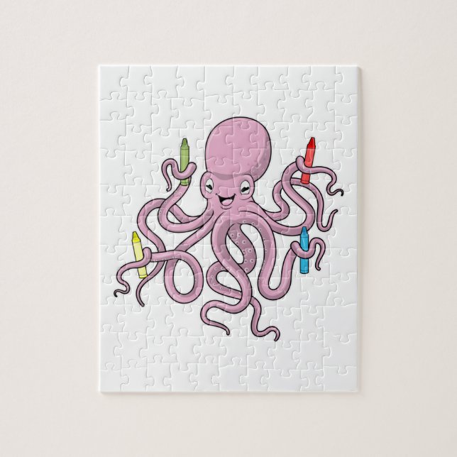 Octopus med Crayon Pussel (Vertikal)