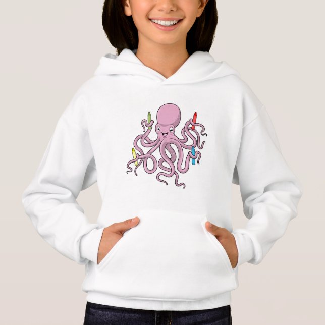 Octopus med Crayon T Shirt (Framsida)