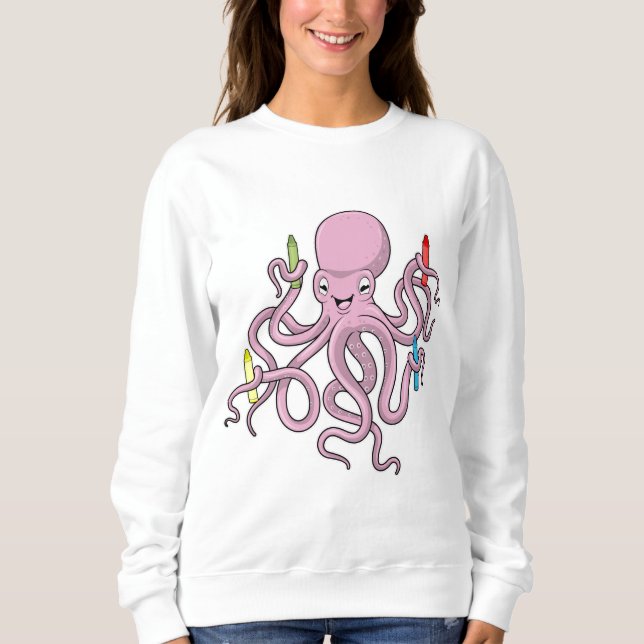 Octopus med Crayon T Shirt (Framsida)