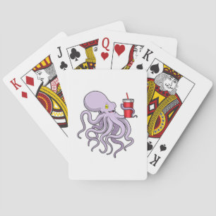 Octopus med drickande mugg casinokort