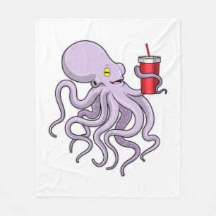 Octopus med drickande mugg fleecefilt
