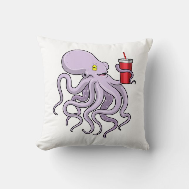Octopus med drickande mugg kudde (Framsida)