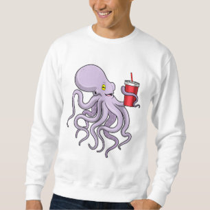 Octopus med drickande mugg lång ärmad tröja
