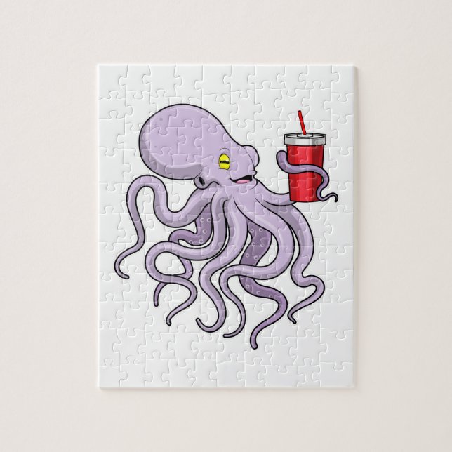 Octopus med drickande mugg pussel (Vertikal)