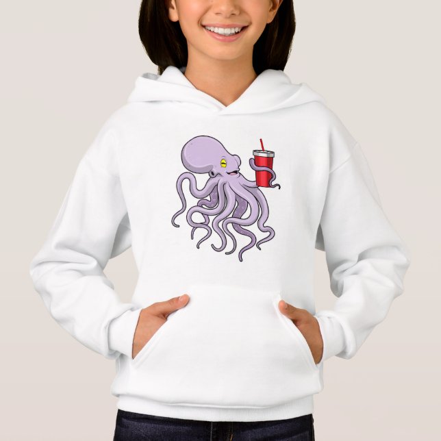Octopus med drickande mugg t shirt (Framsida)