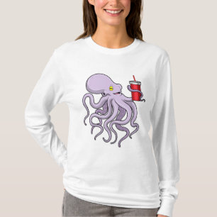 Octopus med drickande mugg t shirt