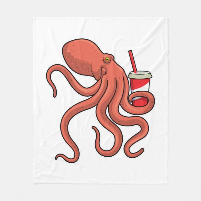 Octopus med dryck fleecefilt (Framsidan)