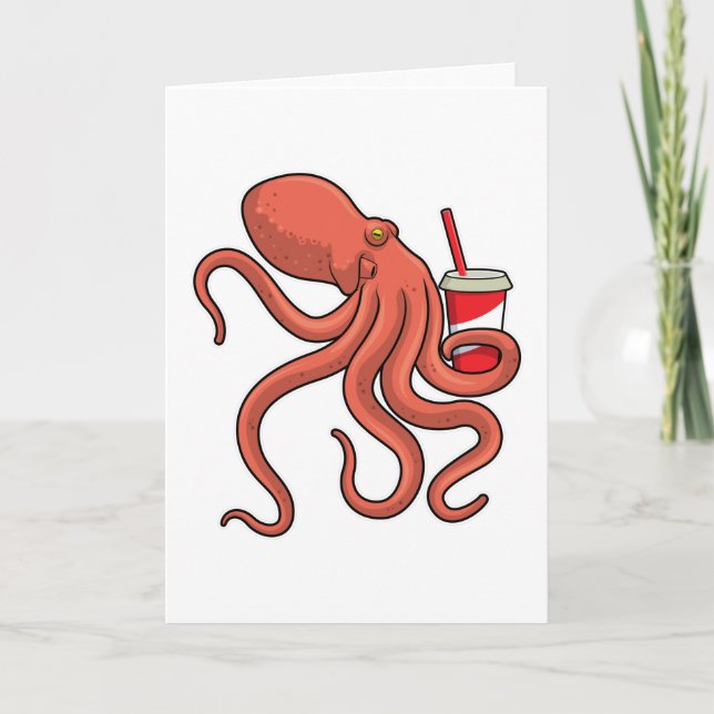 Octopus med dryck kort (Framsida)