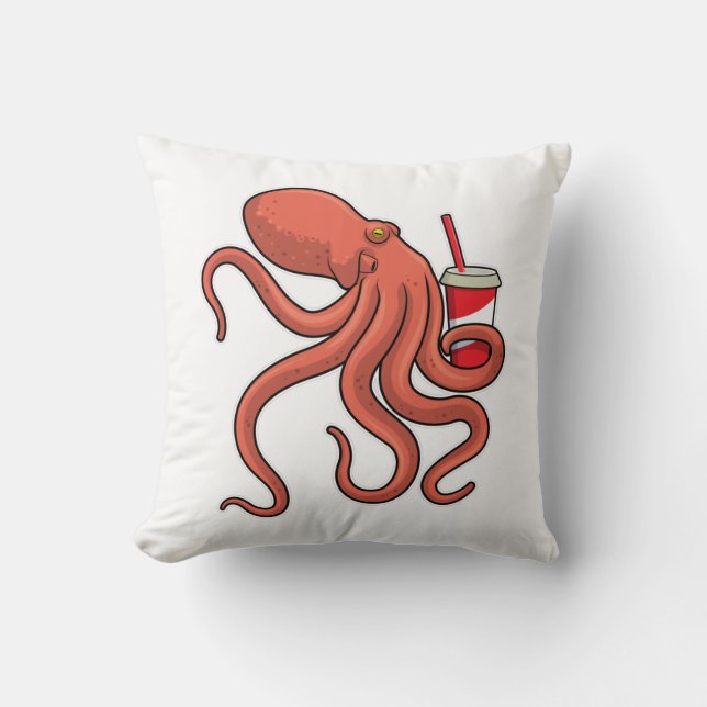 Octopus med dryck kudde (Framsida)