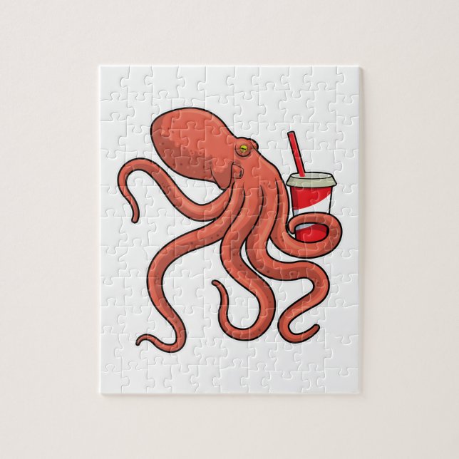 Octopus med dryck pussel (Vertikal)