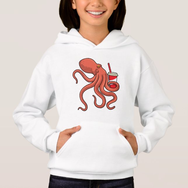 Octopus med dryck t shirt (Framsida)