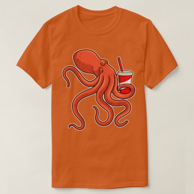 Octopus med dryck t shirt (Design framsida)