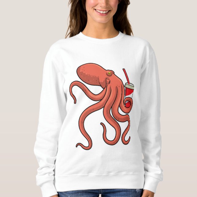 Octopus med dryck t shirt (Framsida)