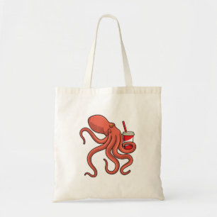 Octopus med dryck tygkasse