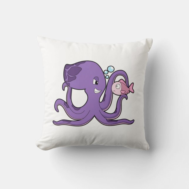 Octopus med Fish.PNG Kudde (Framsida)