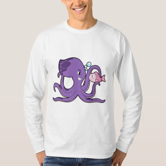 Octopus med Fish.PNG T Shirt (Framsida)