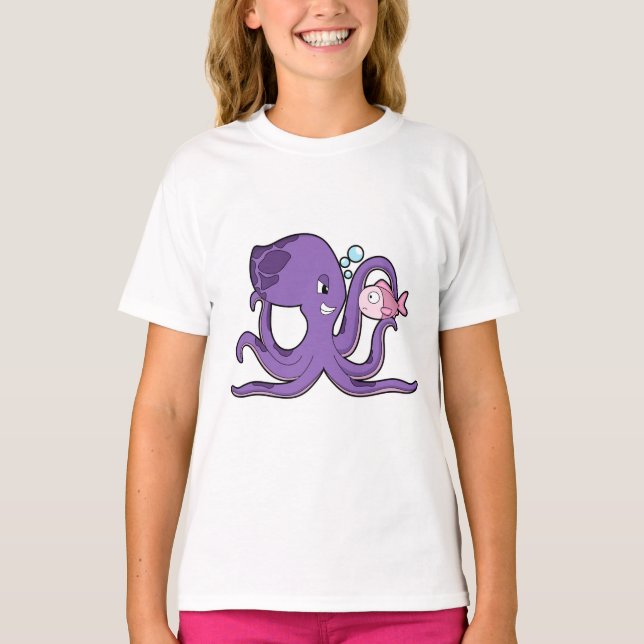 Octopus med Fish.PNG T Shirt (Framsida)