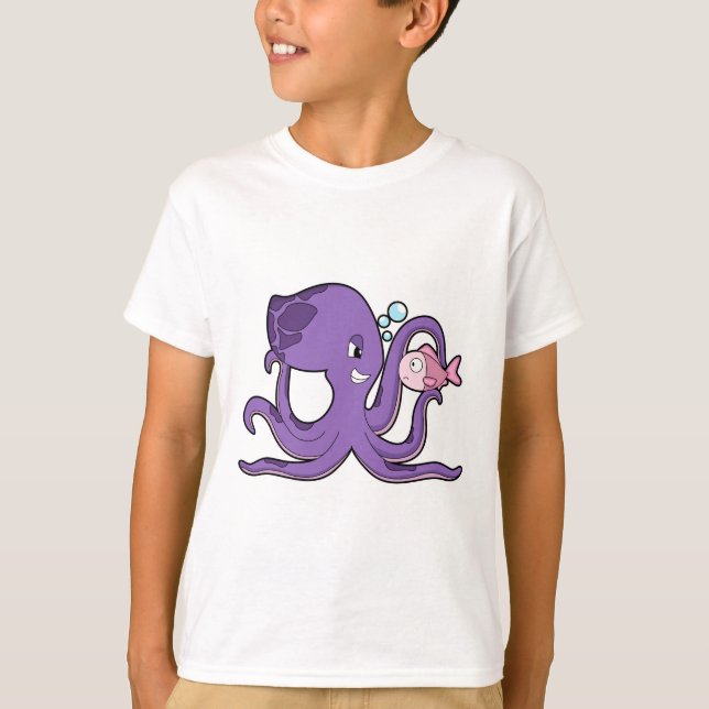 Octopus med Fish.PNG T Shirt (Framsida)