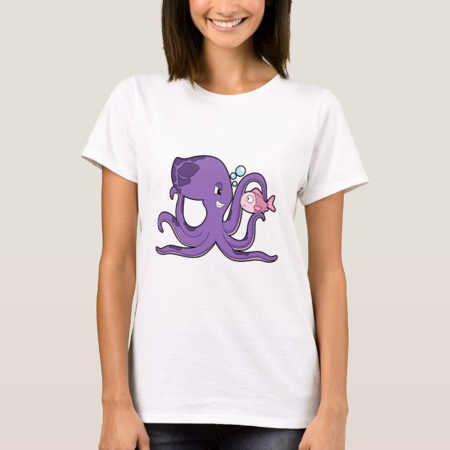 Octopus med Fish.PNG T Shirt (Framsida)