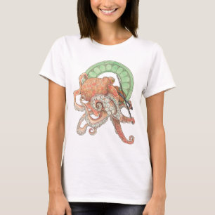 Octopus med flamma t shirt