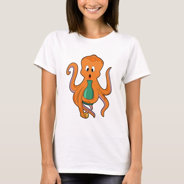 Octopus med Flaska.PNG T Shirt (Framsida)