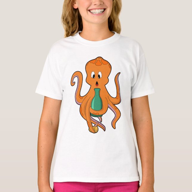 Octopus med Flaska.PNG T Shirt (Framsida)