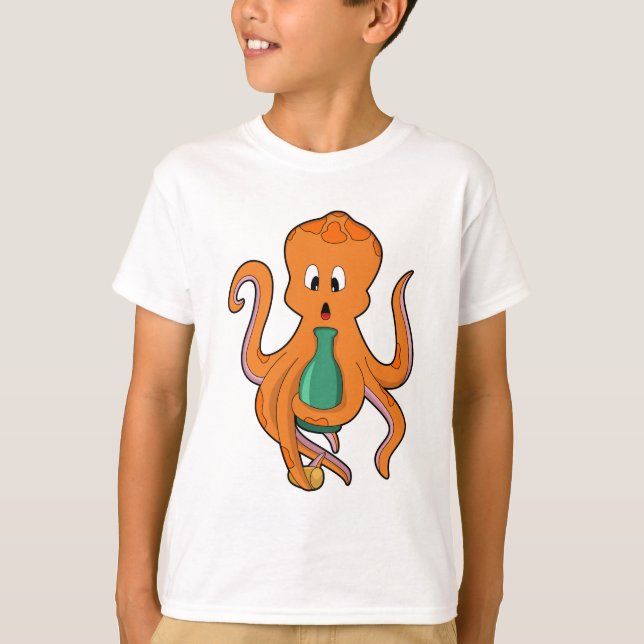 Octopus med Flaska.PNG T Shirt (Framsida)