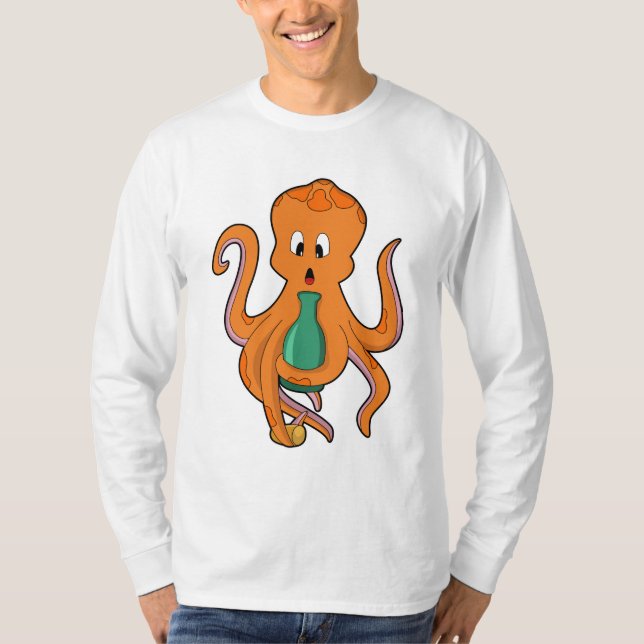 Octopus med Flaska.PNG T Shirt (Framsida)
