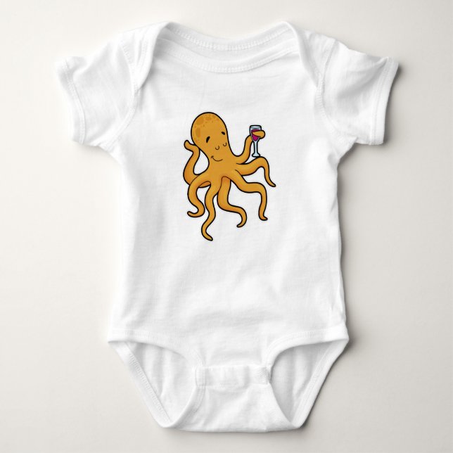 Octopus med glas av juicer t shirt (Framsida)