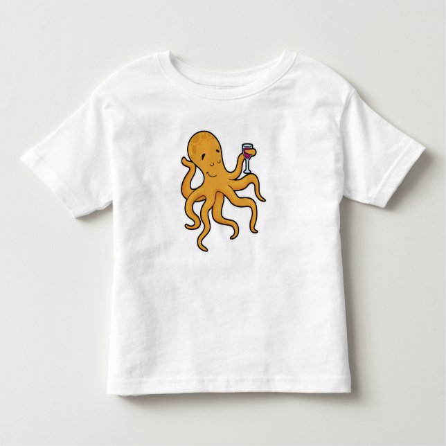 Octopus med glas av juicer t shirt (Framsida)