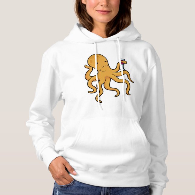 Octopus med glas av juicer t shirt (Framsida)