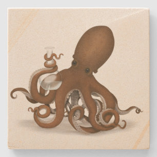 Octopus med glasflaska Steampunk Nautical Animal Stenunderlägg