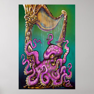Octopus med Harp Poster