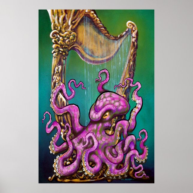 Octopus med Harp Poster (Framsidan)