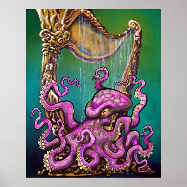 Octopus med Harp Poster (Framsidan)