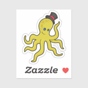 Octopus med Hat Klistermärken