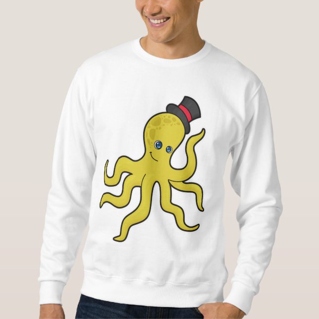 Octopus med Hat Lång Ärmad Tröja (Framsida)