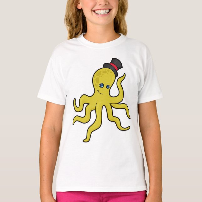 Octopus med Hat T Shirt (Framsida)