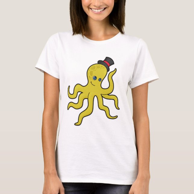 Octopus med Hat T Shirt (Framsida)