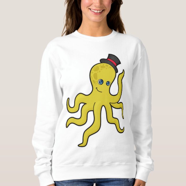 Octopus med Hat T Shirt (Framsida)
