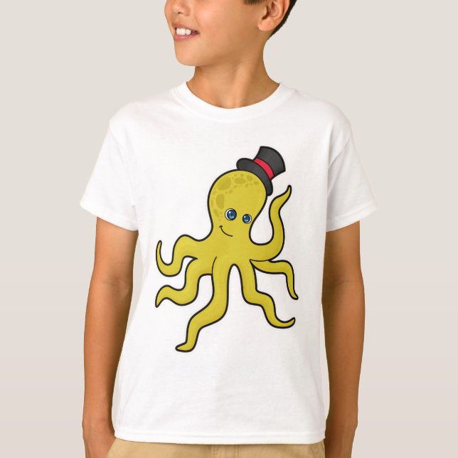 Octopus med Hat T Shirt (Framsida)