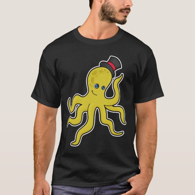 Octopus med Hat T Shirt (Framsida)