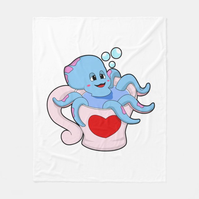 Octopus med Heart Kopp.PNG Fleecefilt (Framsidan)