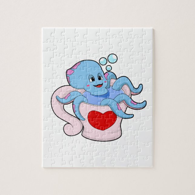 Octopus med Heart Kopp.PNG Pussel (Vertikal)