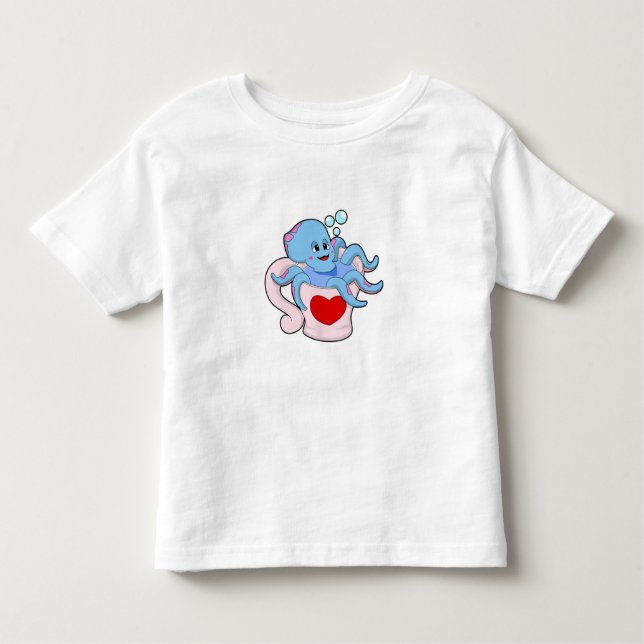 Octopus med Heart Kopp.PNG T Shirt (Framsida)