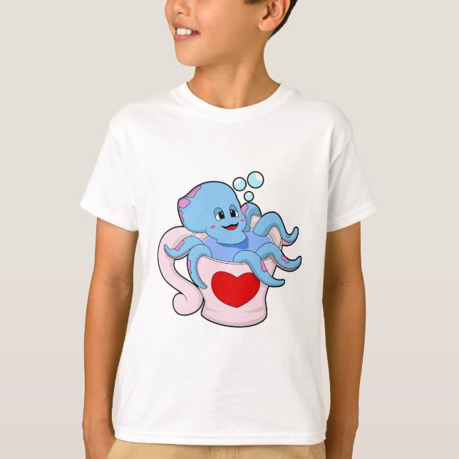 Octopus med Heart Kopp.PNG T Shirt (Framsida)