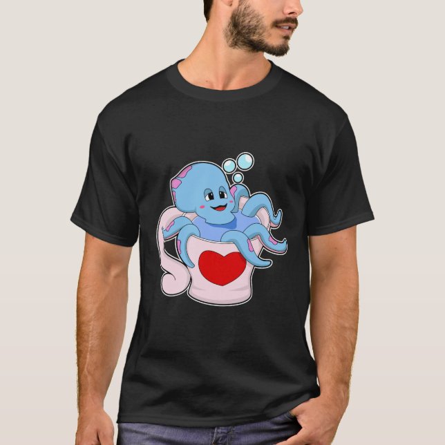 Octopus med Heart Kopp.PNG T Shirt (Framsida)