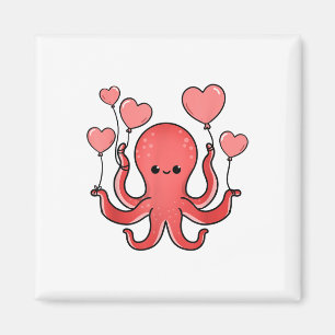 Octopus med hjärtballonger Valentines day Octopus Magnet