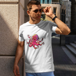Octopus med Kaffe koppar T Shirt