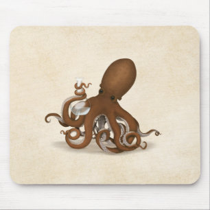 Octopus med kolv och steampunk kemi musmatta